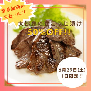 【超絶お得！！】一番人気！大槌鹿の寒こうじ漬けがなんと【50%OFF 】！！6月29日(土)限定！